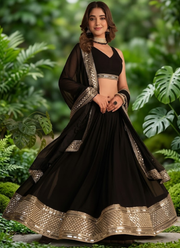 Georgette Lehenga Set – Zari & Sequins Embroidery with Blouse & Dupatta 2