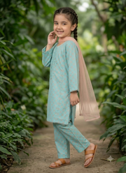 Girl’s Cotton Midi Shirt Set – Embroidery Work 2