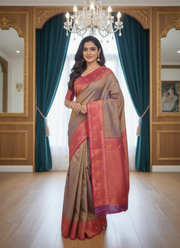 Bronze Gold Katan Silk Saree – Dual Tone 7