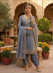 Fendy Silk Suit Set – Embroidery & Sequins with Palazzo & Dupatta 3