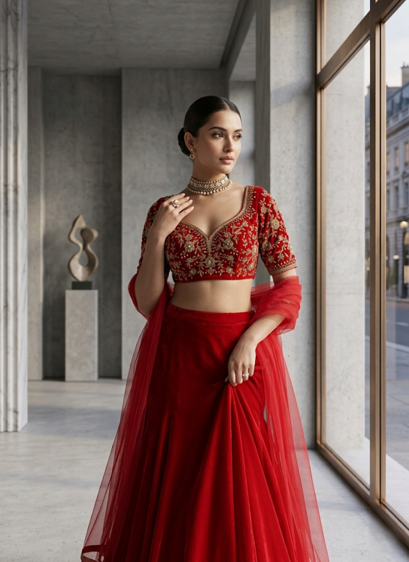 Faux Georgette Lehenga Saree with Sequin Work