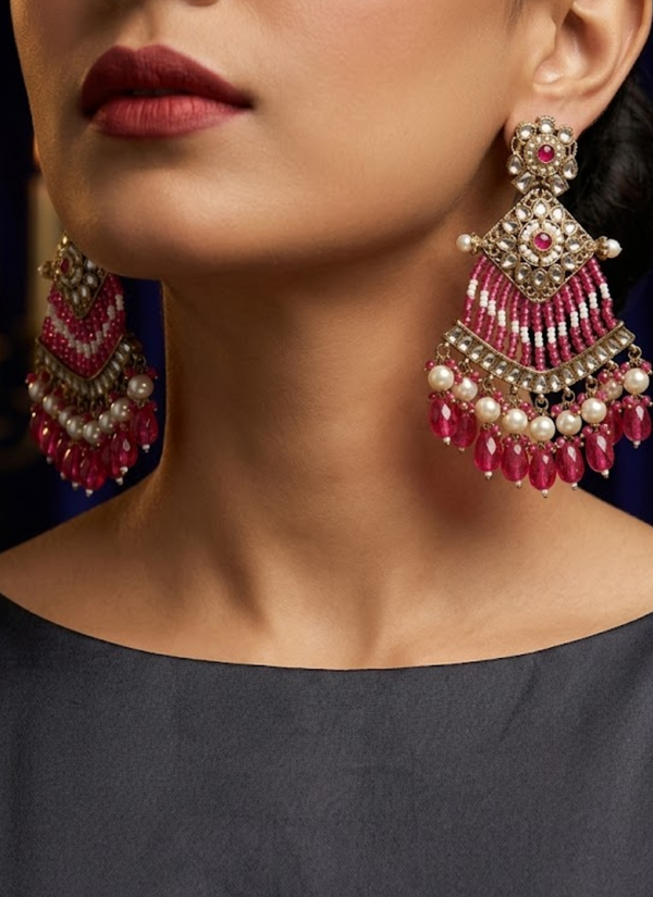 Gautami Kundan Earrings – Brass Base with Moti Work