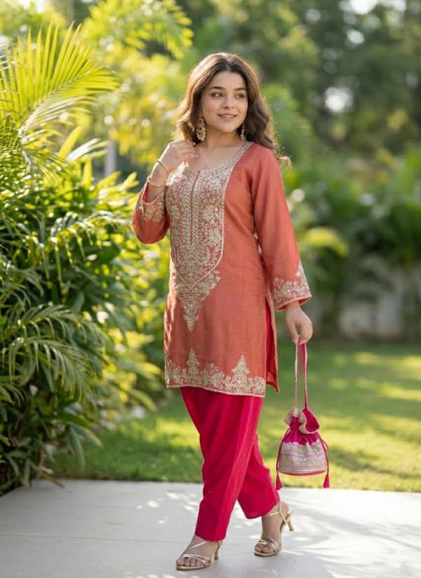 Viscose Embroidered Set with Batwa Bag