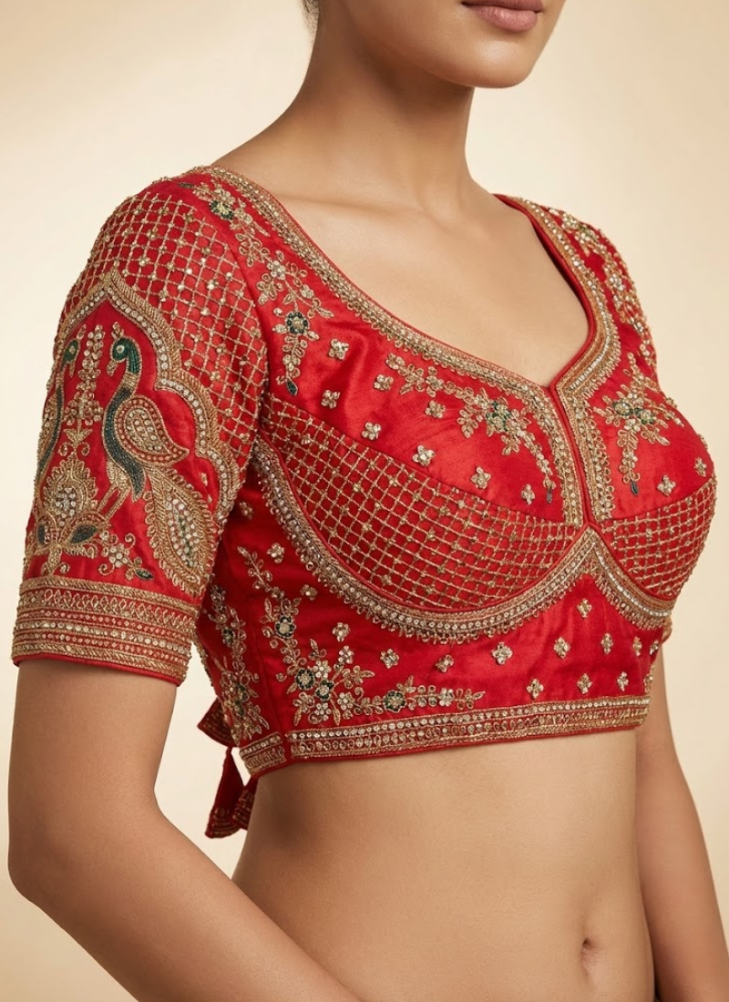 Partywear Women’s Blouse with Premium Padding & Back‑Open Design