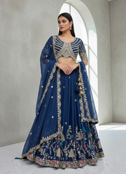 Vichitra Lehenga Choli with Sequin &amp; Cording Work 3