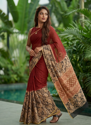 Vegetable Chiffon Saree – Floral Print with Blouse Piece 4
