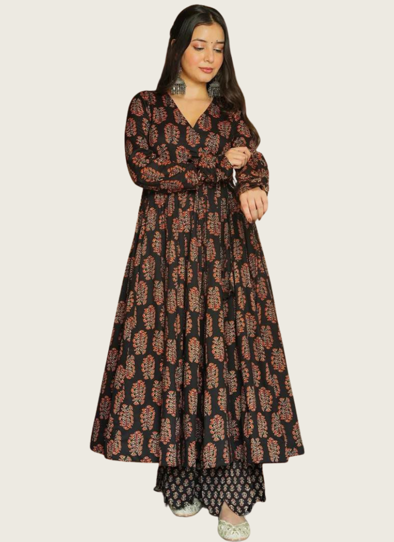 Anarkali Gown in Heavy Rayon with Digital Print Work + Bottom