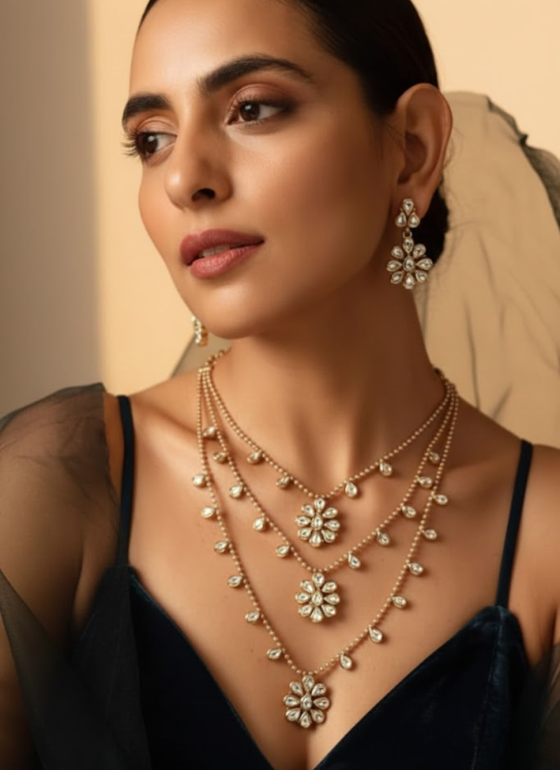 Kundan Necklace Set with Earrings – Elegant