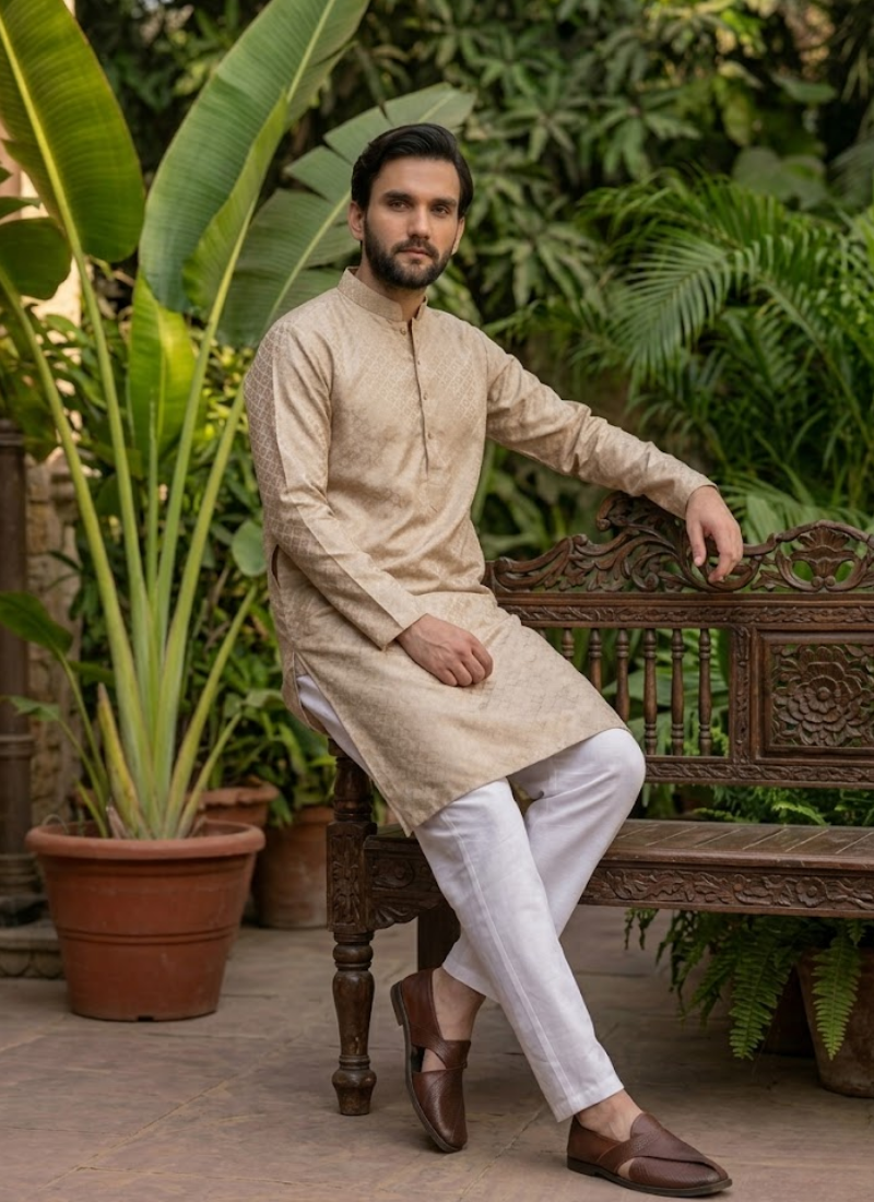 Jacquard Printed Kurta Pajama – Traditional Wear