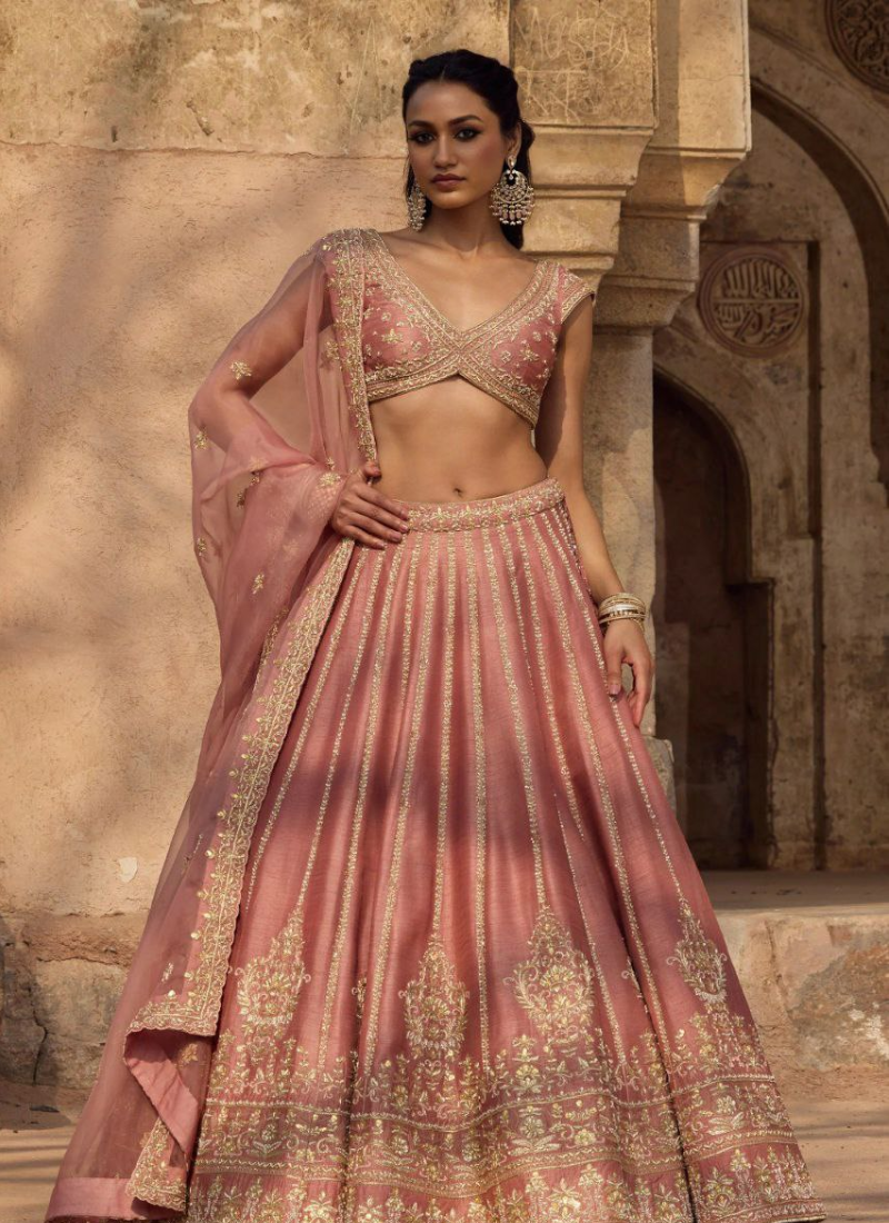 Fancy Fabric Lehenga Choli with Zari & Sequins Embroidery + Net Dupatta