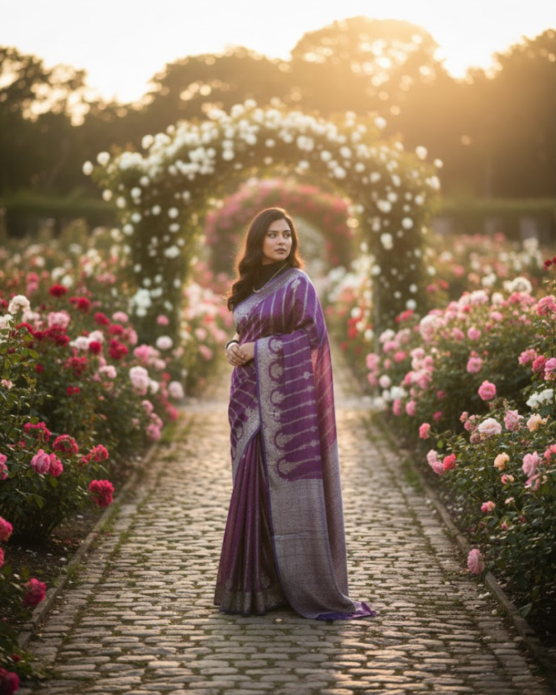 Banarasi Tissue Saree – Crush Finish Elegance