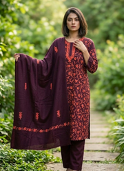 Brown Pashmina Suit – Thread Embroidery 2