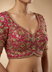 Heavy Jari & Beads Work Pure Roman Silk Blouse 1