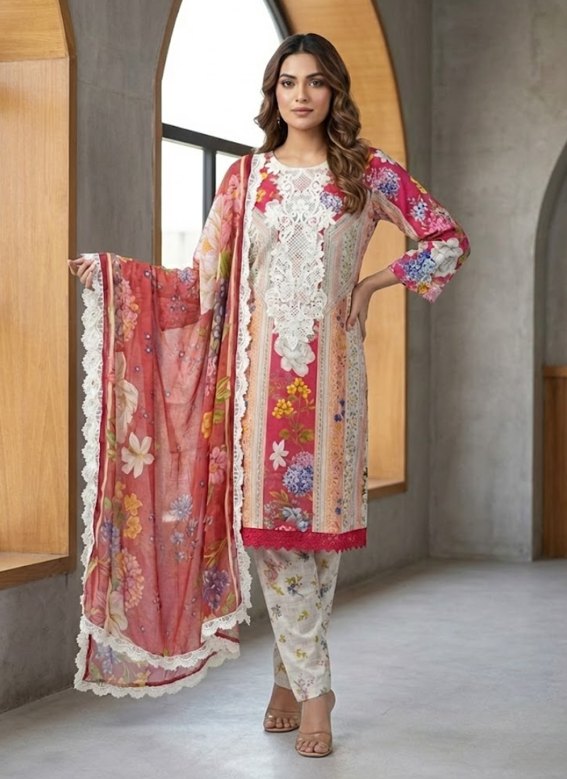 Statement Pakistani salwar kameez with tassels, lace work, and Pakistani fit.