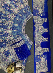 Royal Blue Butterfly Net Lehenga Choli with Sequins & Coding Embroidery + Dupatta 3