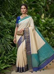Silk Saree with Banarasi Katan Border & Blouse Piece 2