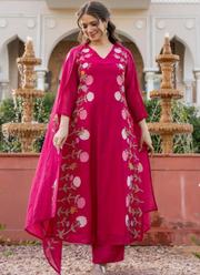 Luxury Chanderi Punjabi Suit with Heavy Embroidered Dupatta 4