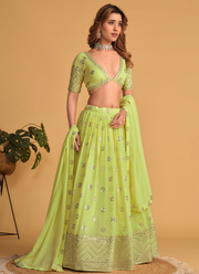 Georgette Lehenga Set – Zari & Sequins Embroidery with Blouse & Dupatta 2