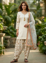 Glass Satin Palazzo Set with Organza Dupatta 4