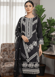 Black Pakistani Salwar Suit – Organza with Embroidery & Cotton Pajama 6