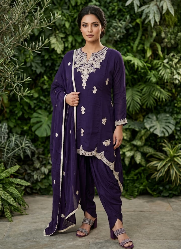 Dark Purple Dhoti Style Salwar Suit