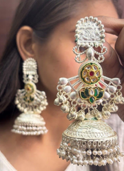 Silver Polished Panchi Fusion Earrings 2