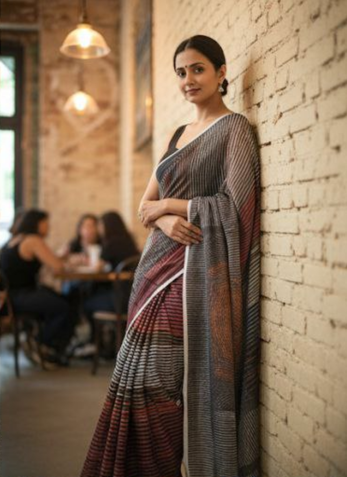 Multi-Color Tashar Silk Saree – Vertical Stripes Designer Saree