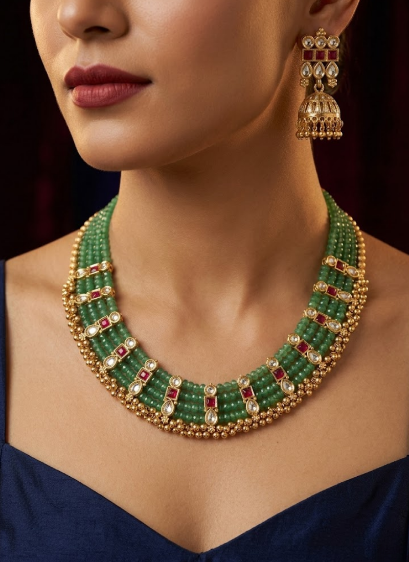 Rubina Kundan Heritage Necklace Set, buy jewlery in Perth,australia
