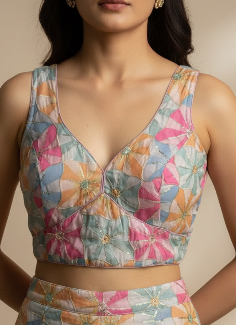 Stylish Crepe Back-Open Party Blouse