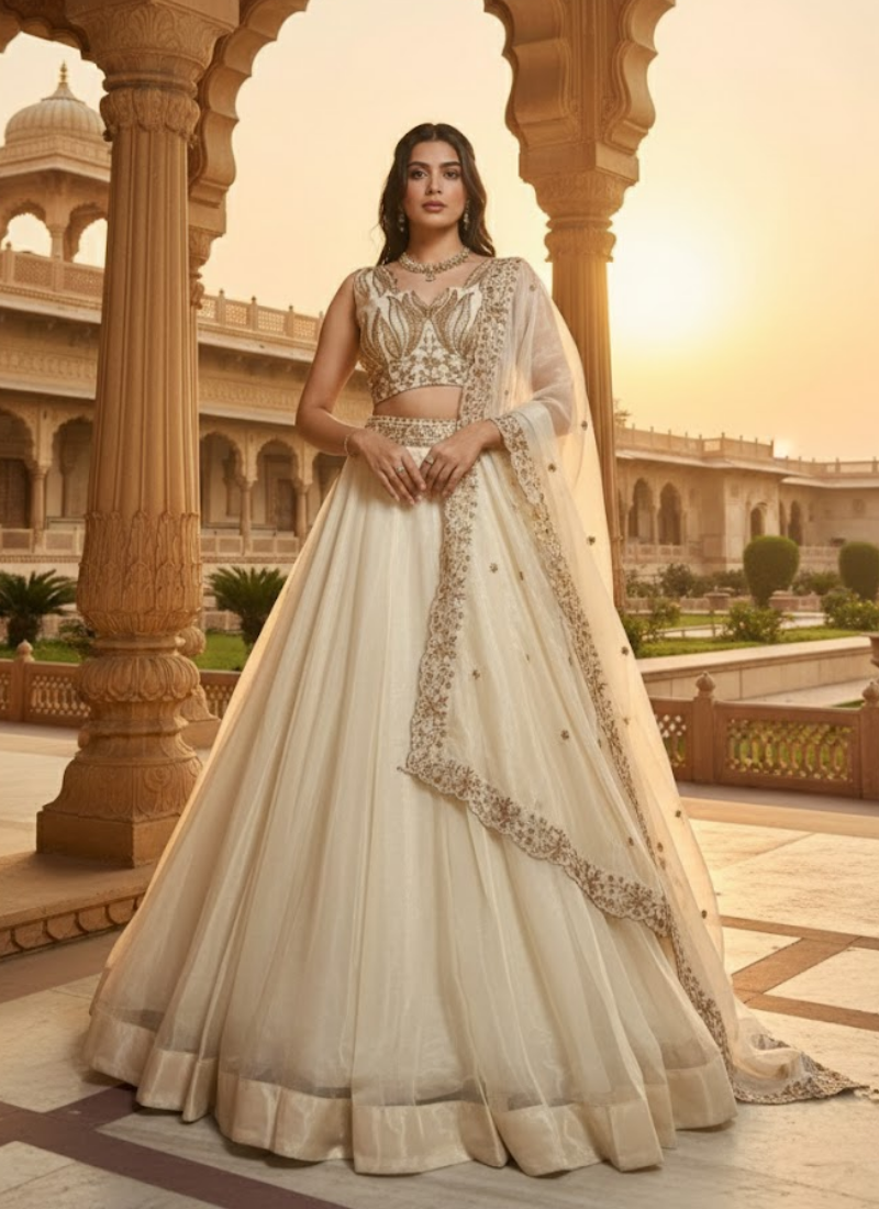 Chanda Silk Sequins Embroidered Lehenga Set