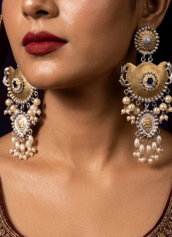Silver Polished Blue Earrings