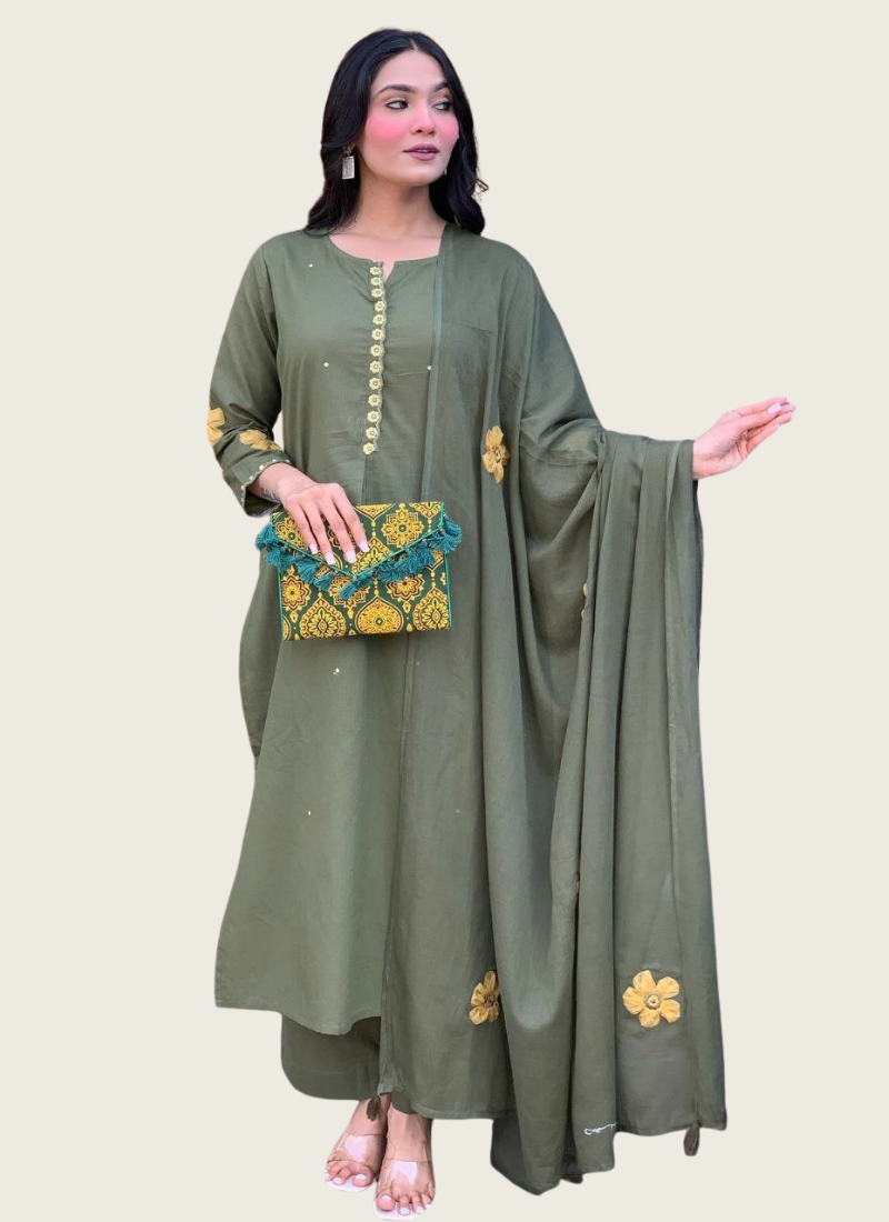 Chanderi Punjabi Suit with Elegant Single‑Color Design | Gleemiumfashion best online store