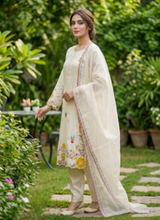 Pakistani Glass Roman Suit – Embroidered Kurta with Pant & Dupatta 2