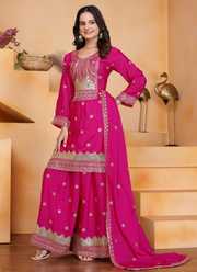 Sharara Suit in Chinon with Sequins Embroidery Work + Dupatta 2