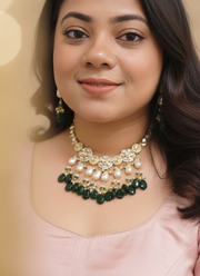 Necklace Set with Earrings & Green Beads – Earrings Included 7