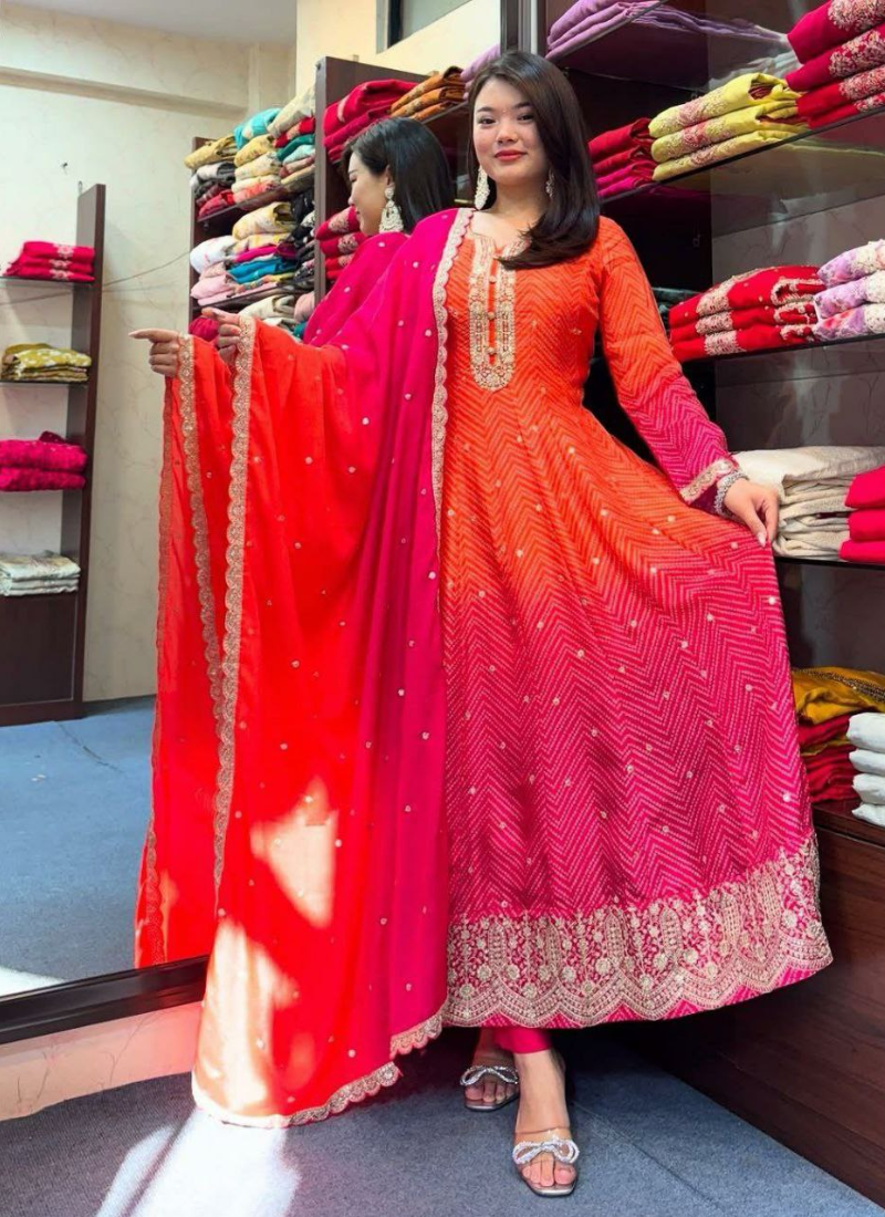Elegant 47” Anarkali Suit with Classic Silhouette