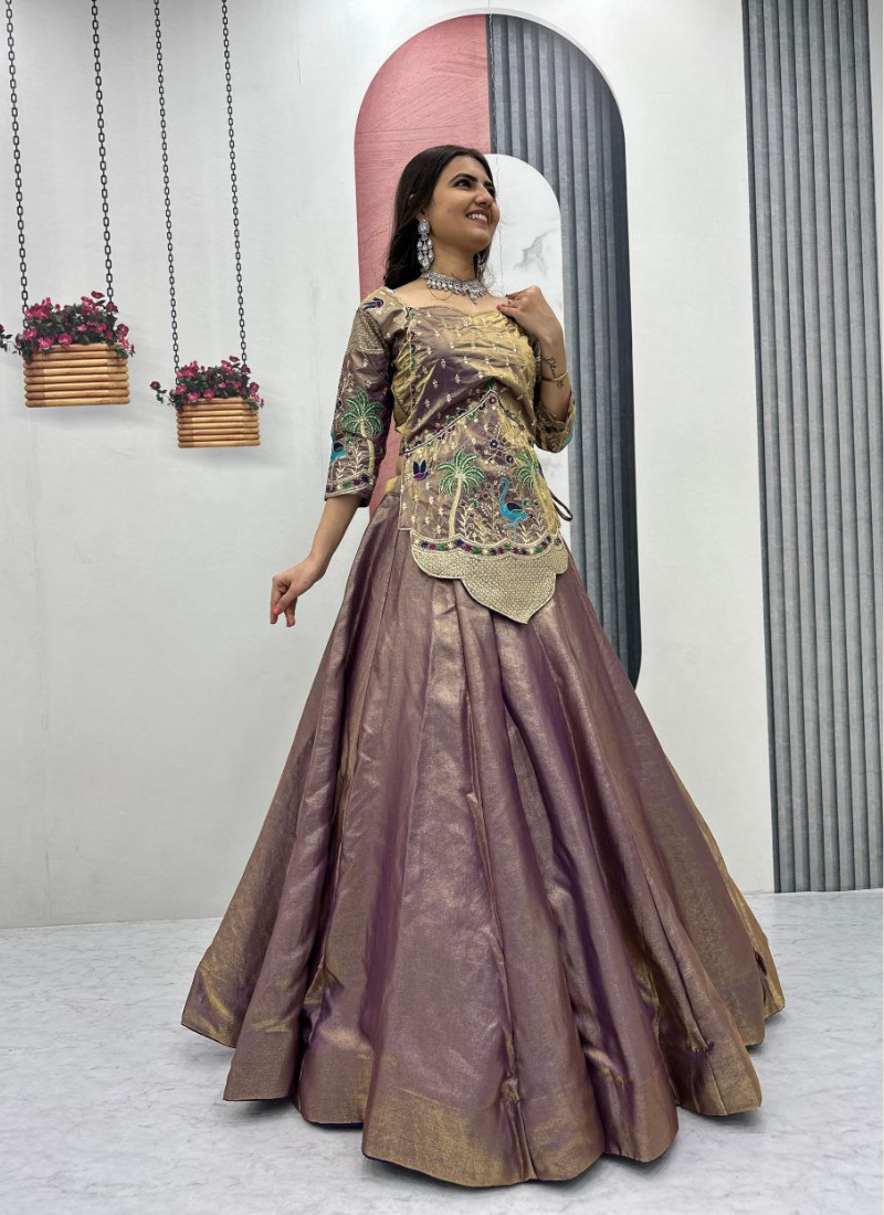 Silk Satin Lehenga Choli with Embroidery Work