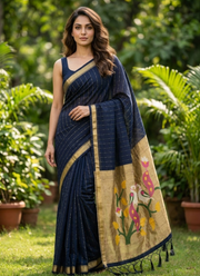 Cotton Paithani Saree – Zari Buttis & Pallu with Blouse 2