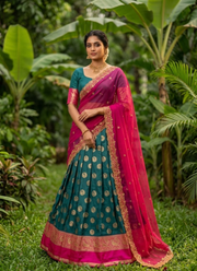 South-Style Kanjivaram Silk Lehenga Designer Indian Ethnic Wear Australia 2