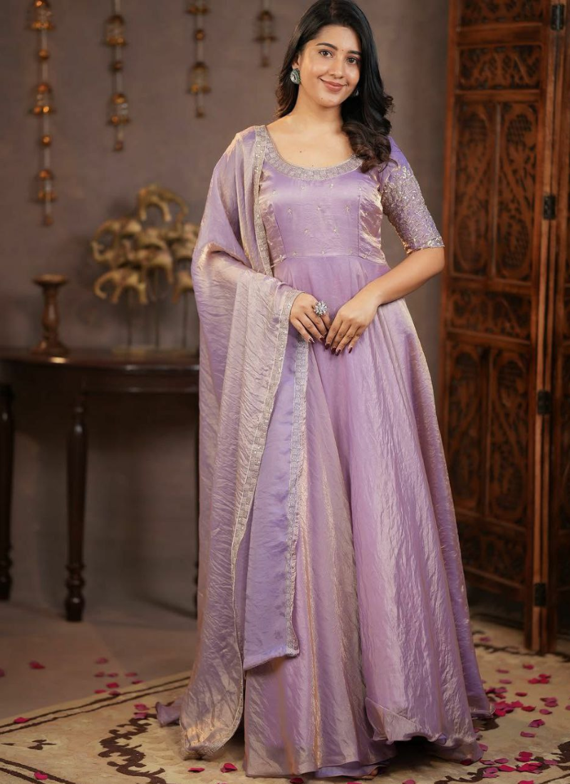 Crunchy Silk Anarkali Dress with Embroidery & Dupatta (Sizes S–XXXL) Australia