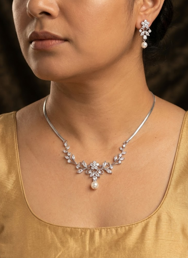 Stone Setting Necklace & Earring Set for Partywear & Bridal Looks