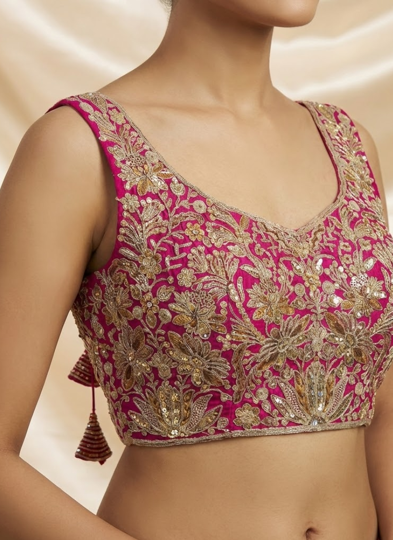 Heavy Velvet Partywear Blouse with Front Open Style