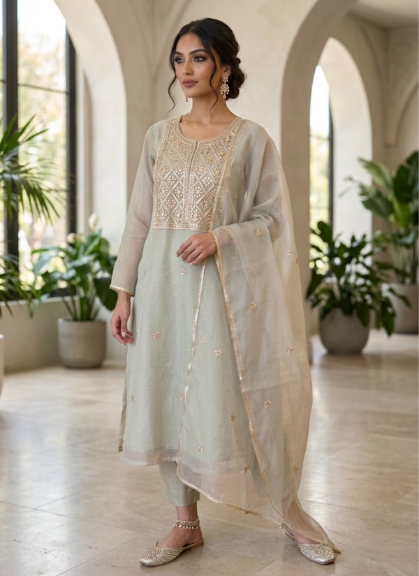 Organza Salwar Suit with Gotta Patti Work