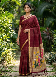 Cotton Paithani Saree – Zari Buttis & Pallu with Blouse 2