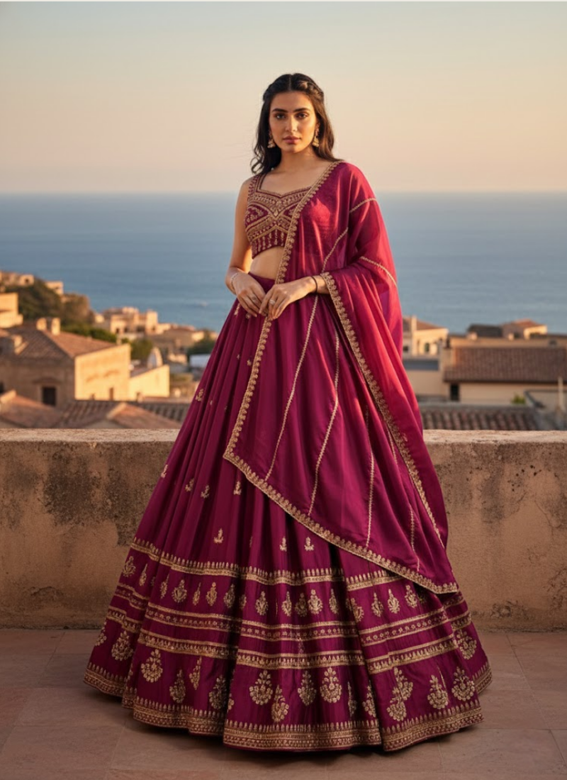 Rangoli Silk Lehenga Choli with Sequin Embroidery