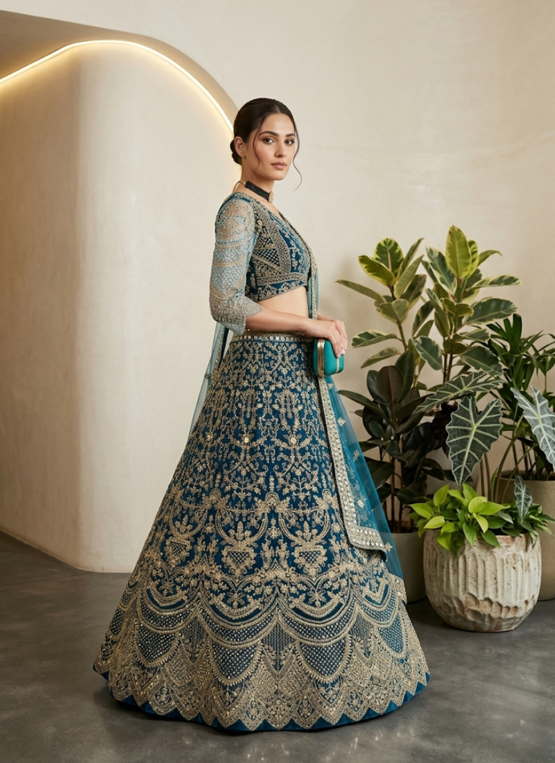 Butterfly Net Lehenga Choli with Sequin Embroidery
