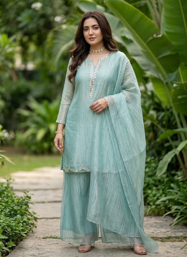 Salsa Tissue Kurta Palazzo Set , Indian Festive Fashion & Occasion Wear Australia