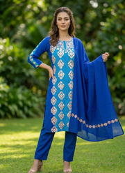 Blue Pashmina Suit – Thread Embroidery 2