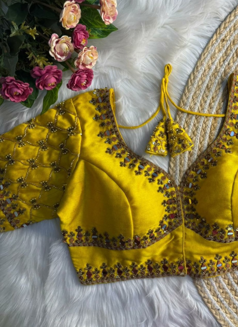 Italian Silk Women’s Blouse with Jari, Sequins & Beads Work (Front‑Open Design)