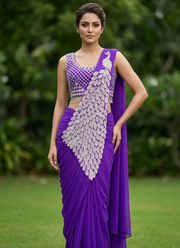 Georgette Saree – Embroidery Sequence Work, Ready to Wear 3
